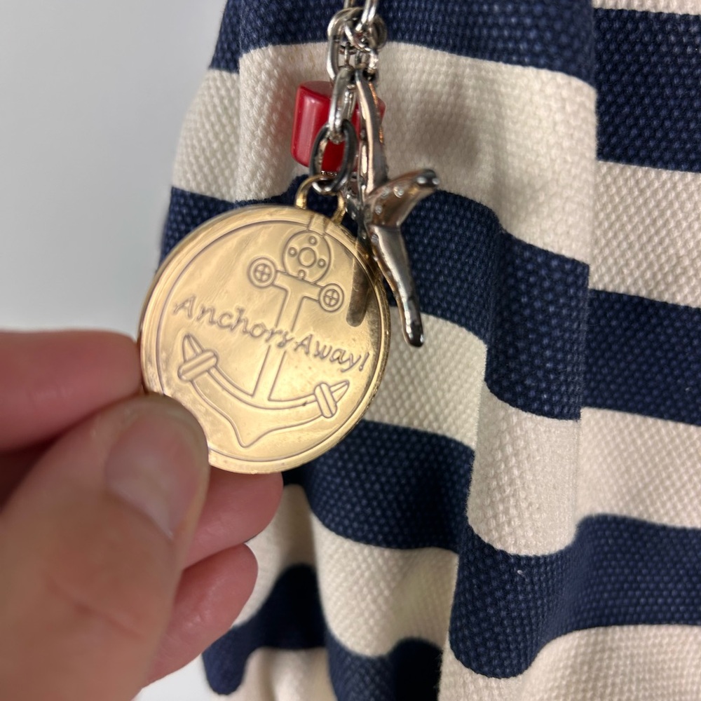 Brighton Marina canvas tote bag Nautical Striped Tote Bag with charms - Picture 11 of 11